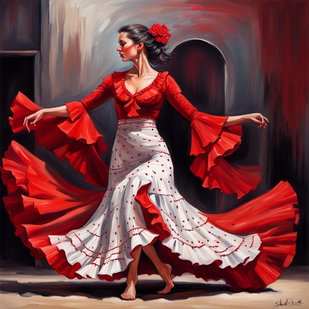 Flamenco Dancer in Seville: Hyperrealistic Splash Art
