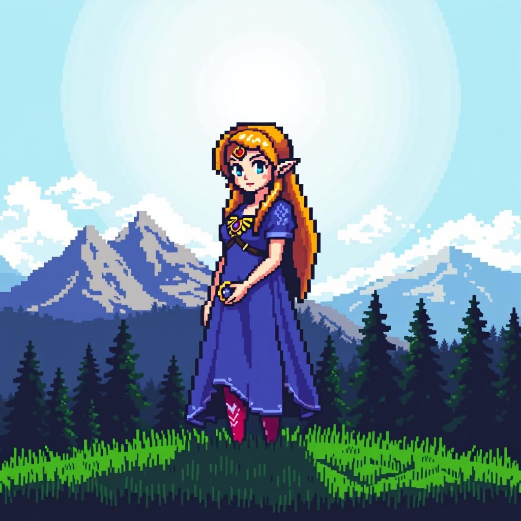 Pixel Art Princess Zelda Landscape
