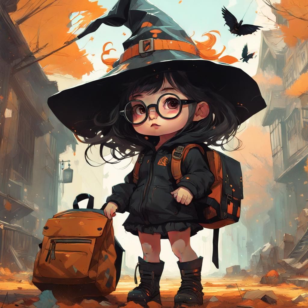 Adorable Chibi Witch Ready for School
