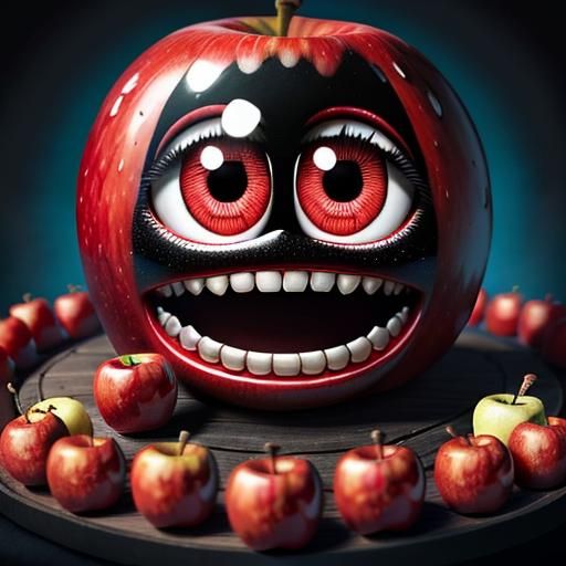 Cute Red Blob with Human Teeth in Candyland