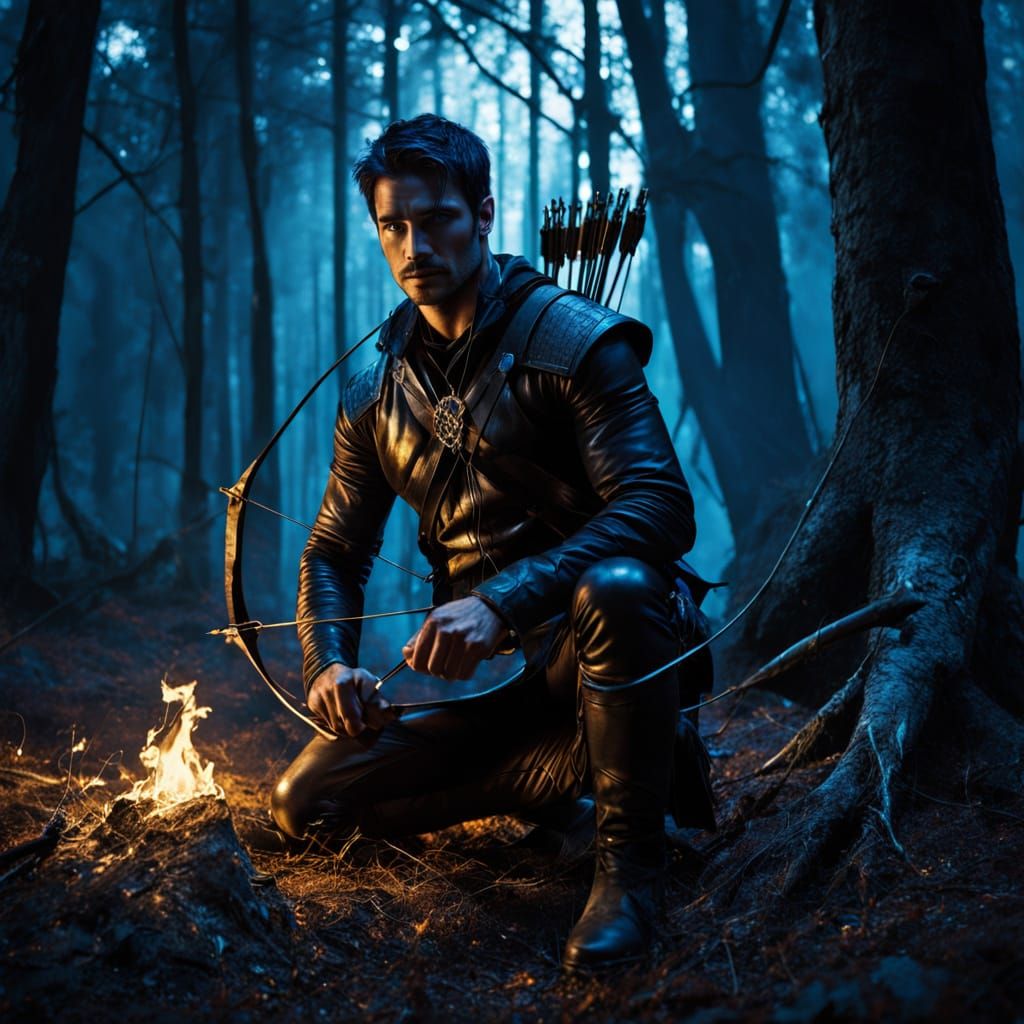 Mystical Archer Unleashes Magic in Dark Forest