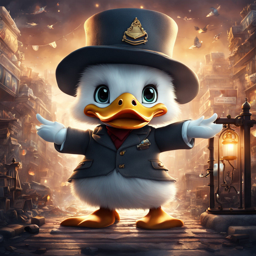 Vibrant Chibi Duck Welcomes You to a Dreamlike Land in Night...