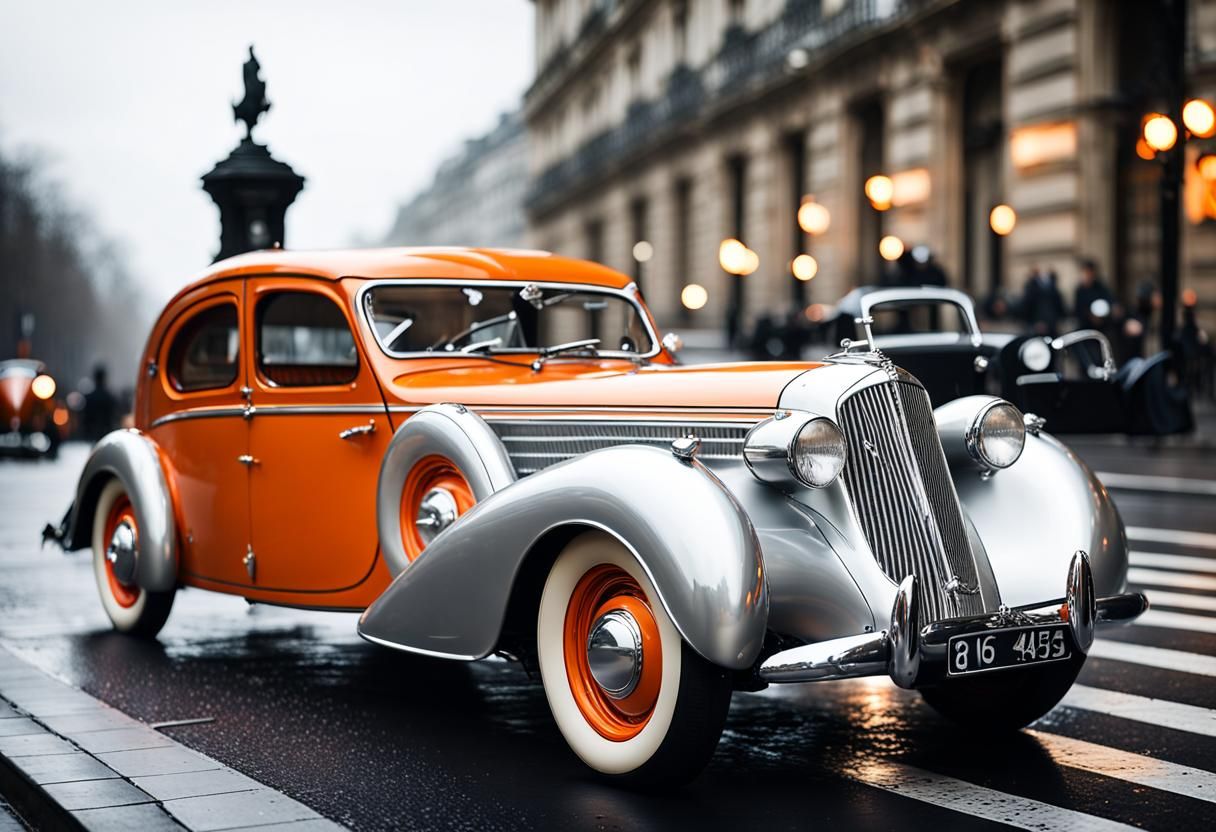 Luxury 1945 French Car in Art Deco Style