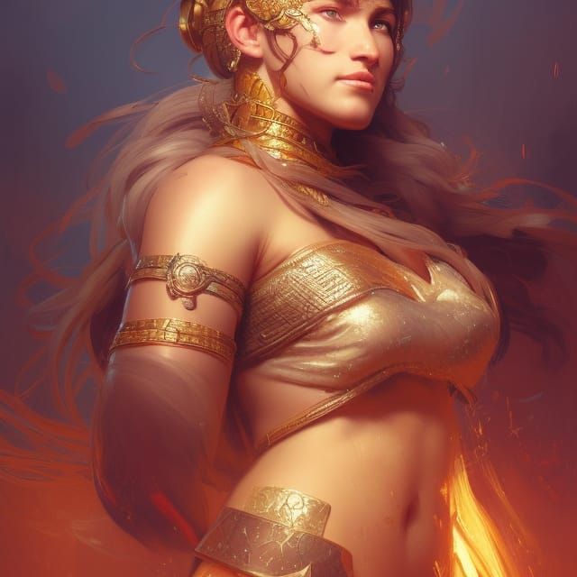 Babylonian Warrior Princess Portrait in Hyperdetailed Style