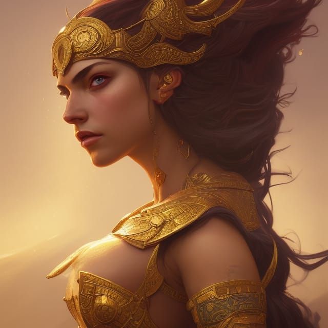 Babylonian Warrior Princess Portrait in Hyperdetailed Style