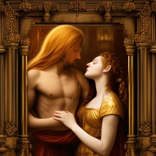 Lovers Kiss in Leonardo da Vinci Style