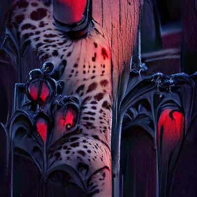 Gothic Crimson Trail Disappearing into Night