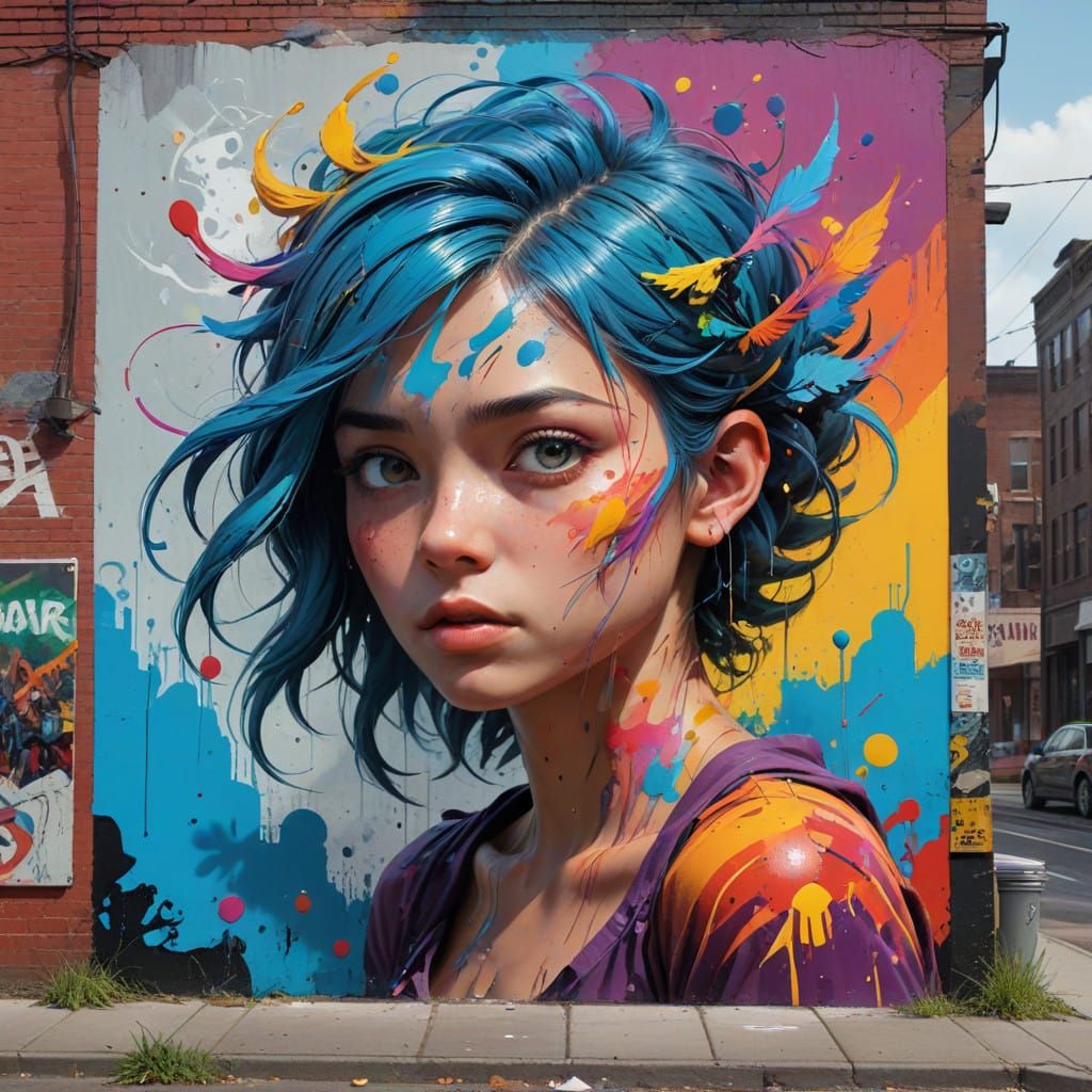 Enchanted Street Art Faeries in Vibrant, Hyper-Realistic Sty...