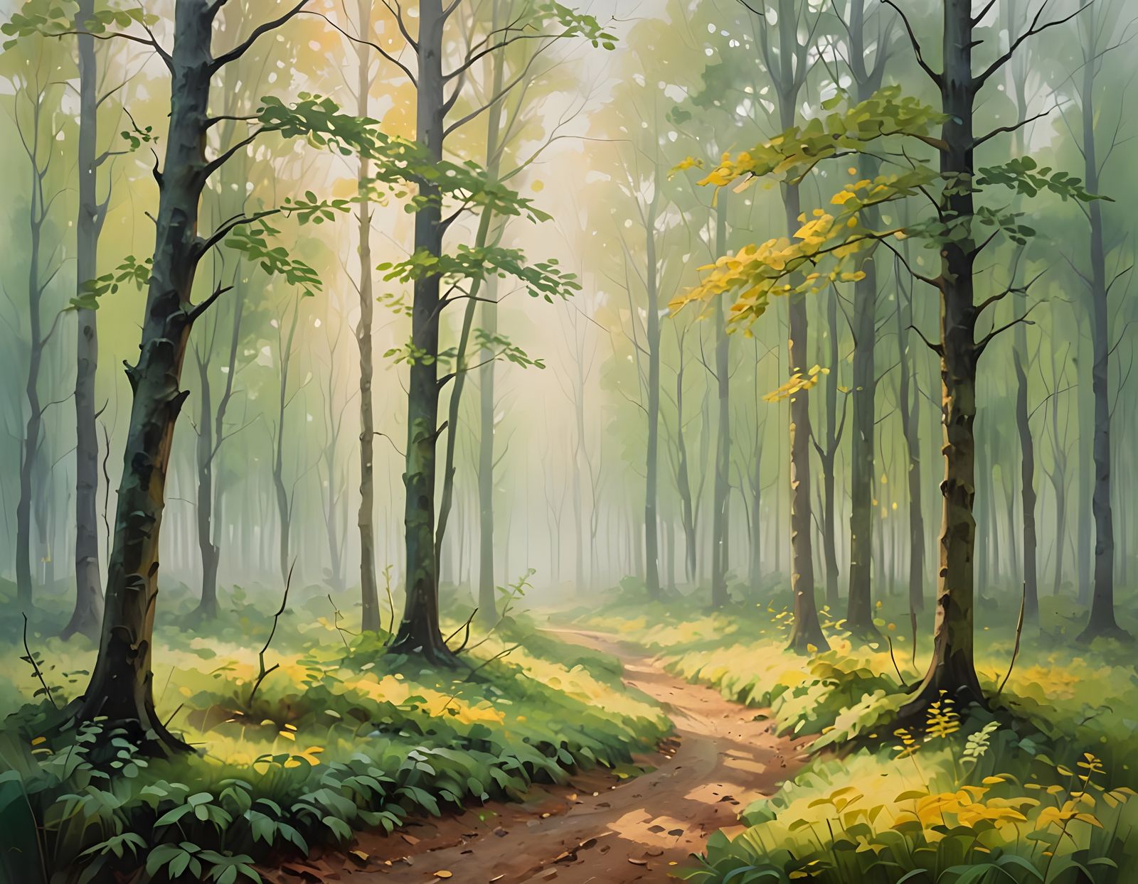 Soft Focus Landscape with Blurred Forest