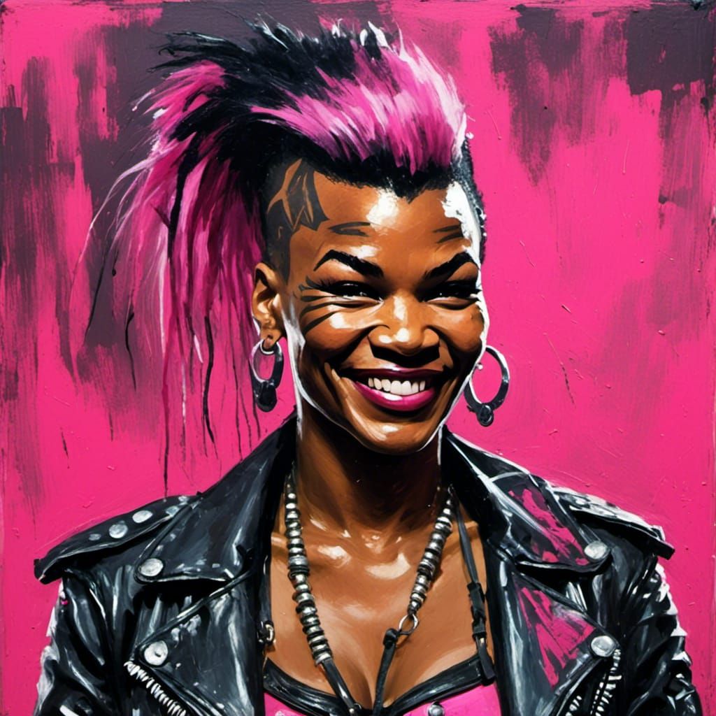 Mike Tyson Punk Rocker in Oil Painting Style