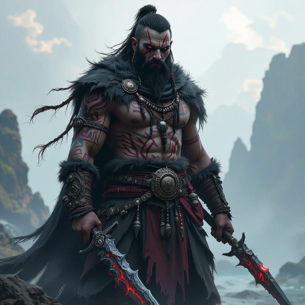 Bloodkelp Raider-Chief in Dark Fantasy Art Style