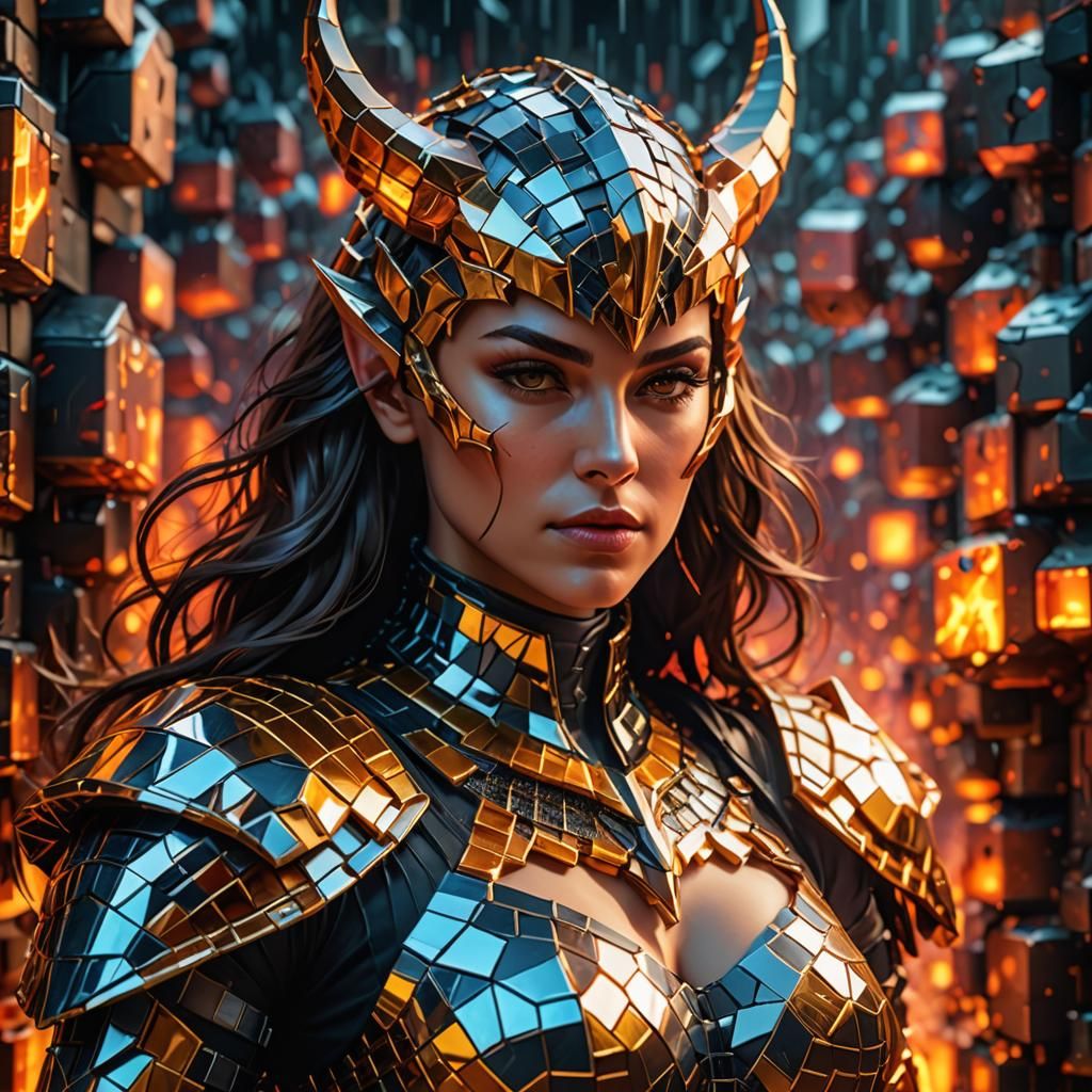 Cubed Woman Demon Knight in 3D