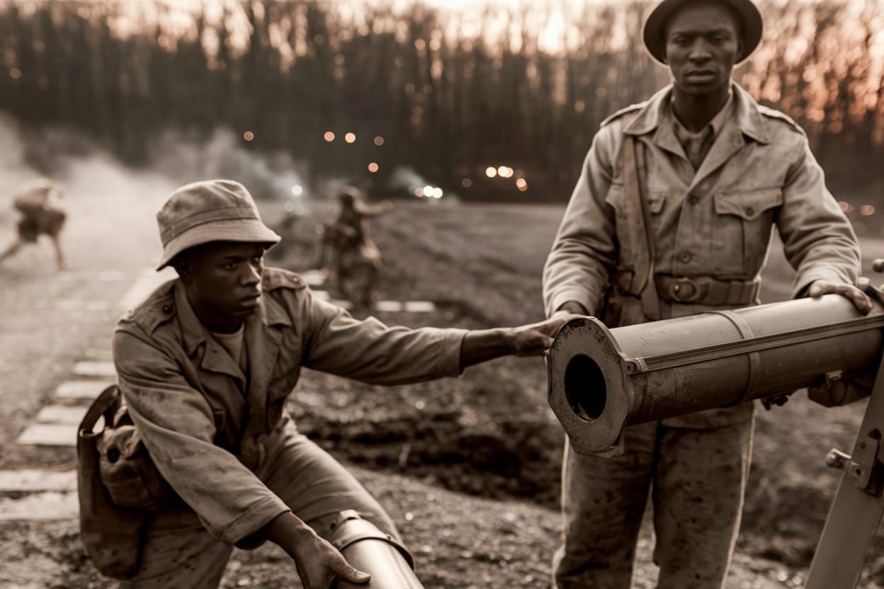 African-American GIs on Battlefield in World War II