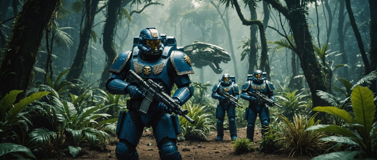 Space Marines Discovering an Alien Jungle World