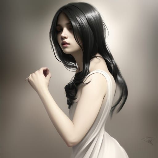 Monochromatic Portrait of a Girl, Digital Art