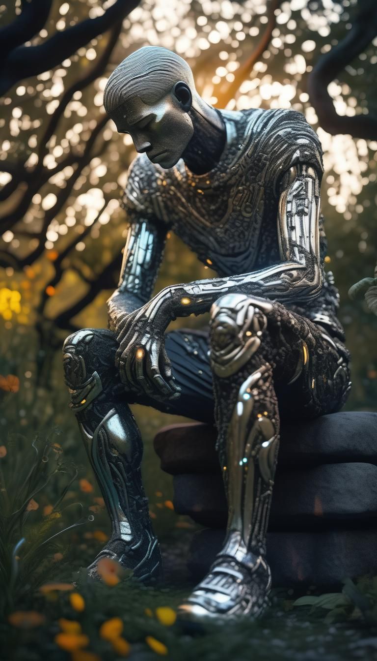 Sad Ancient Idol Sculpture in Senoufo Style