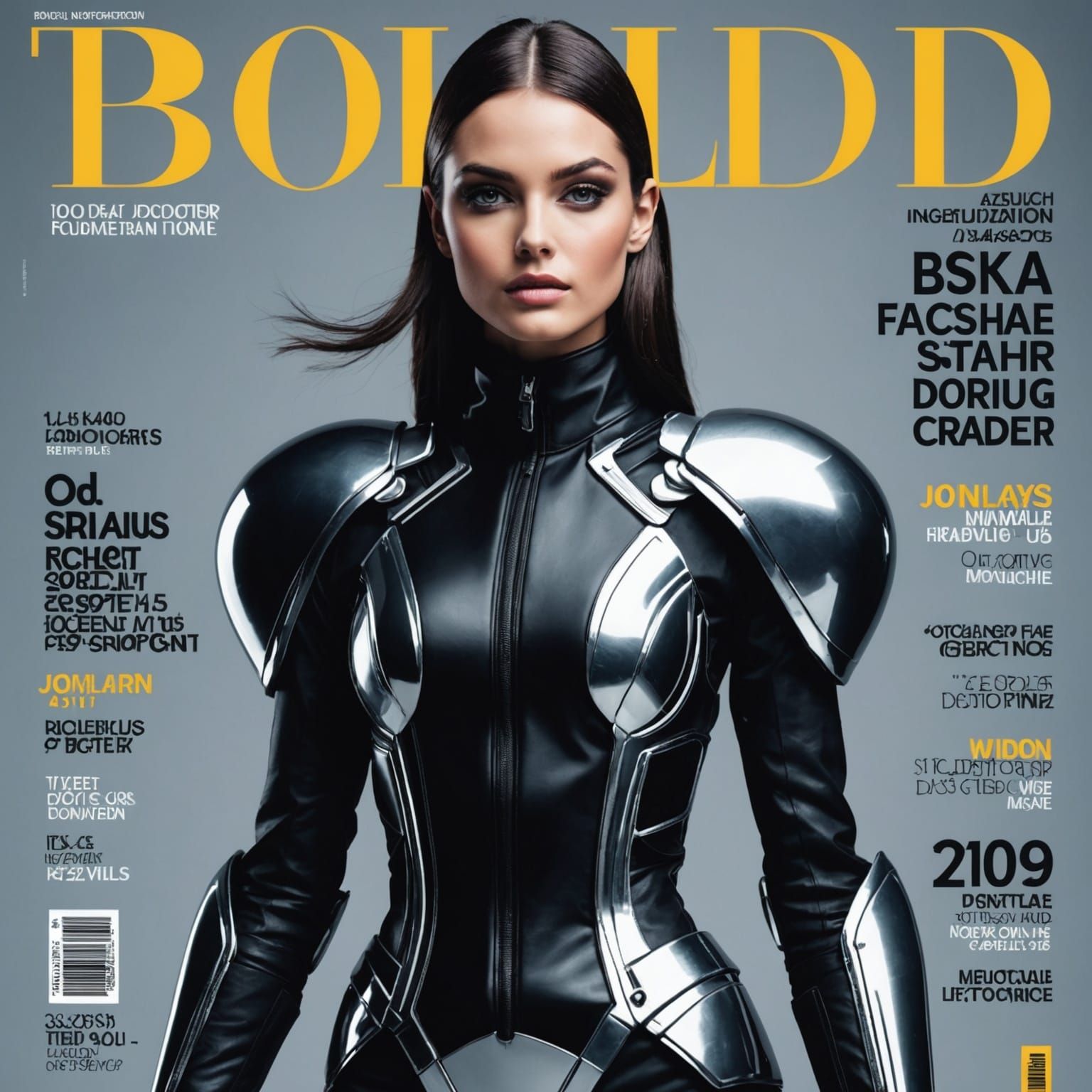 Futuristic Fashion Model on Magazine Cover