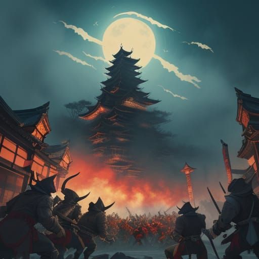 Retro dark colours Ukiyo-e style The Lord of the Rings: The ...