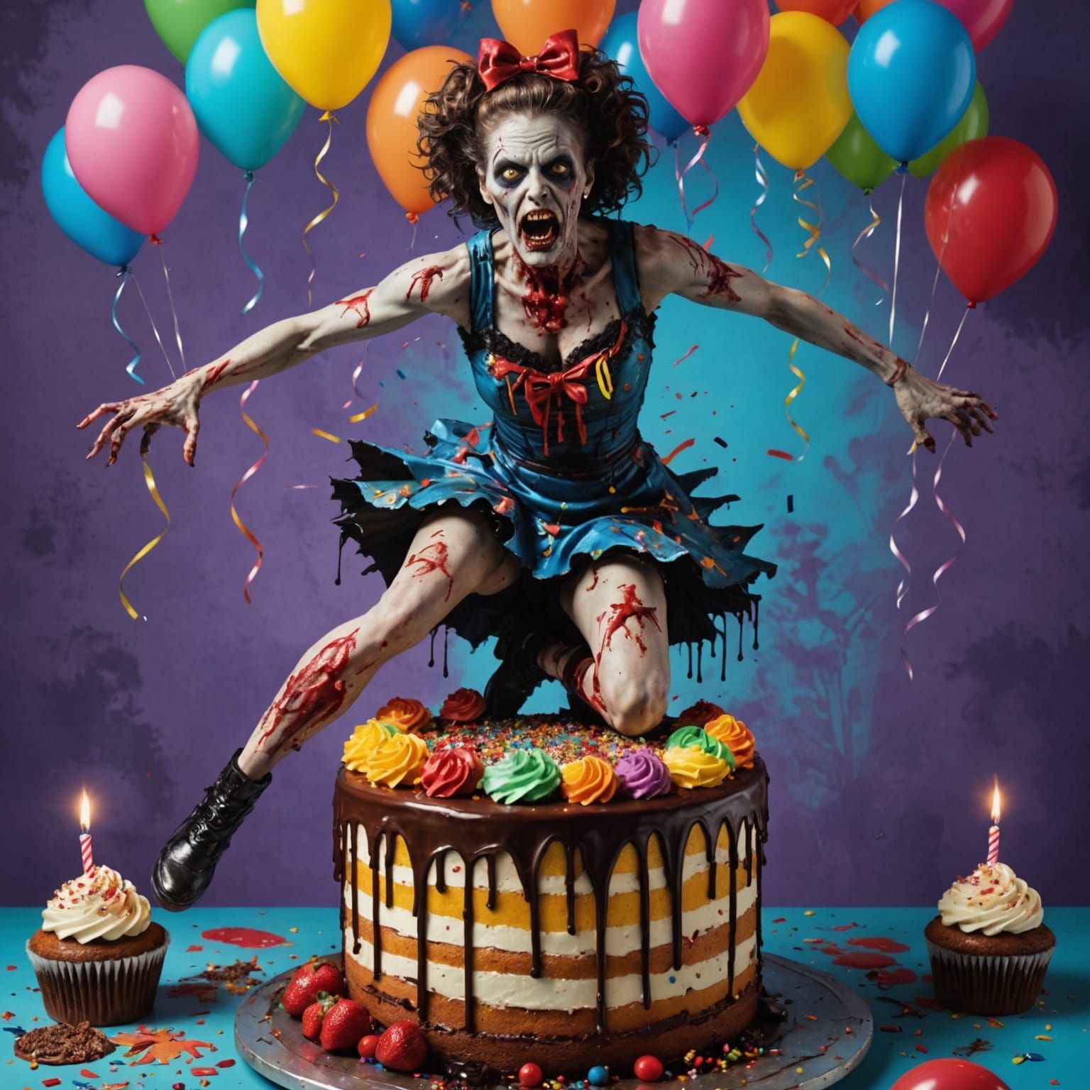Zombie Showgirl Emerges From Birthday Cake