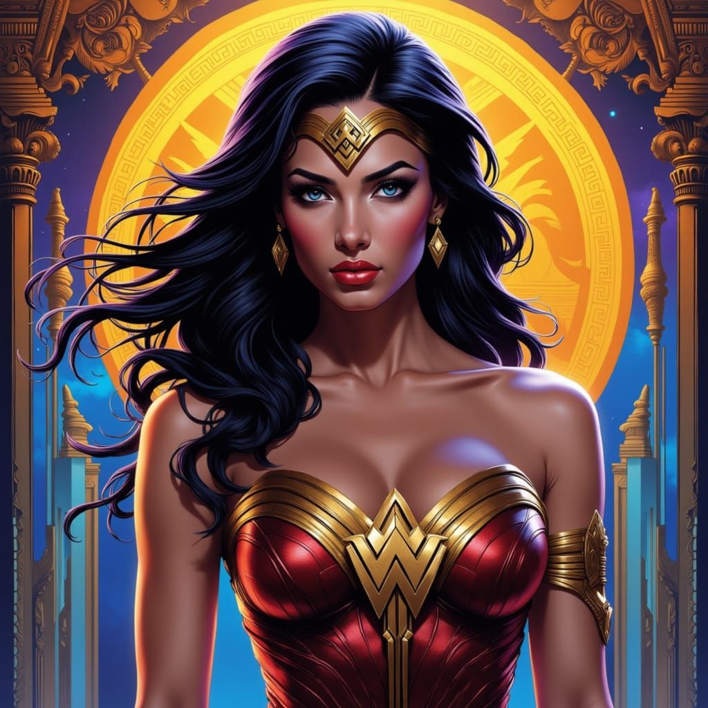 Wonder Woman in Vibrant Sepia Hues