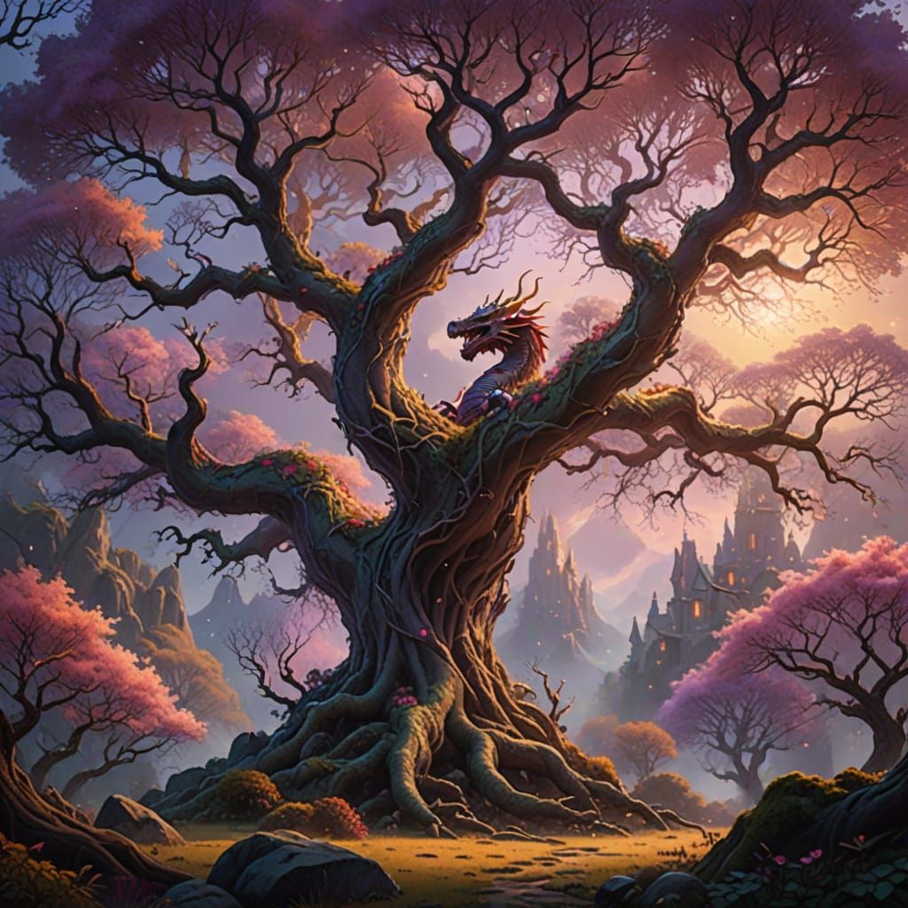 Ethereal Fantasy Epic: Five Dragons Clash in Mystical Realm