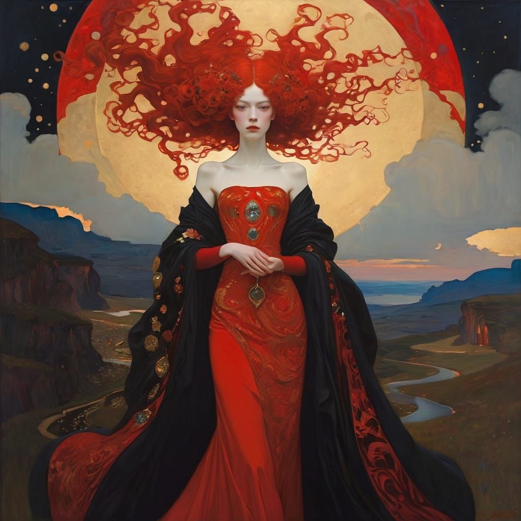 Abstract Portrait in Red, Inspired by Symbolism