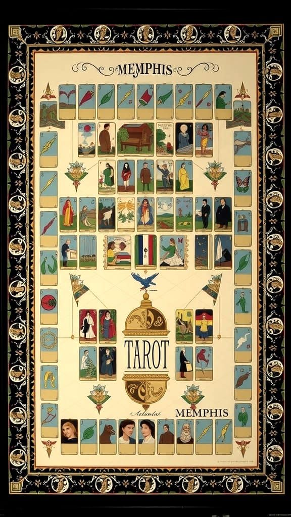 Esoteric Tarot Cards in Modern Memphis Style