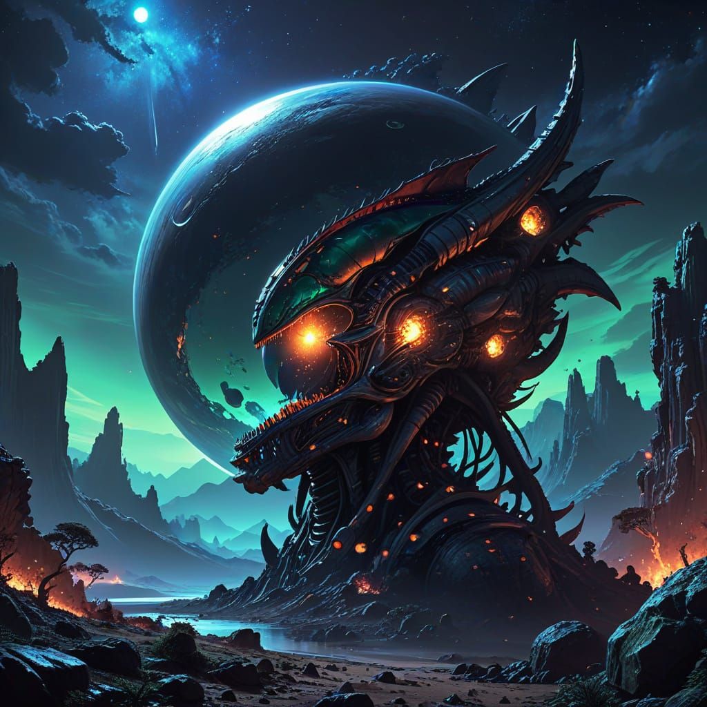 Surreal Alien World in Vibrant Cel-Shaded Style