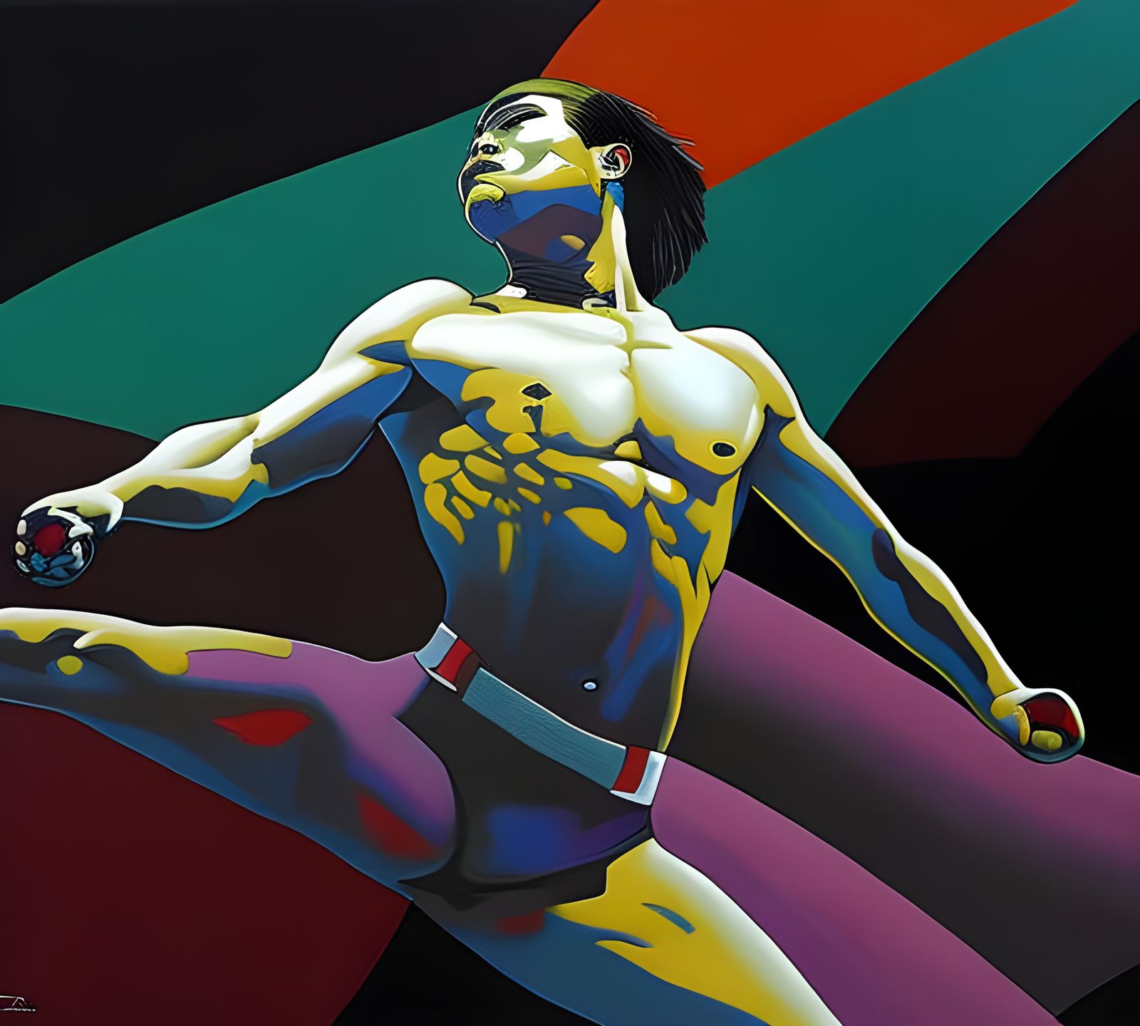 Chaotic Abstract Painting in Vibrant Colors