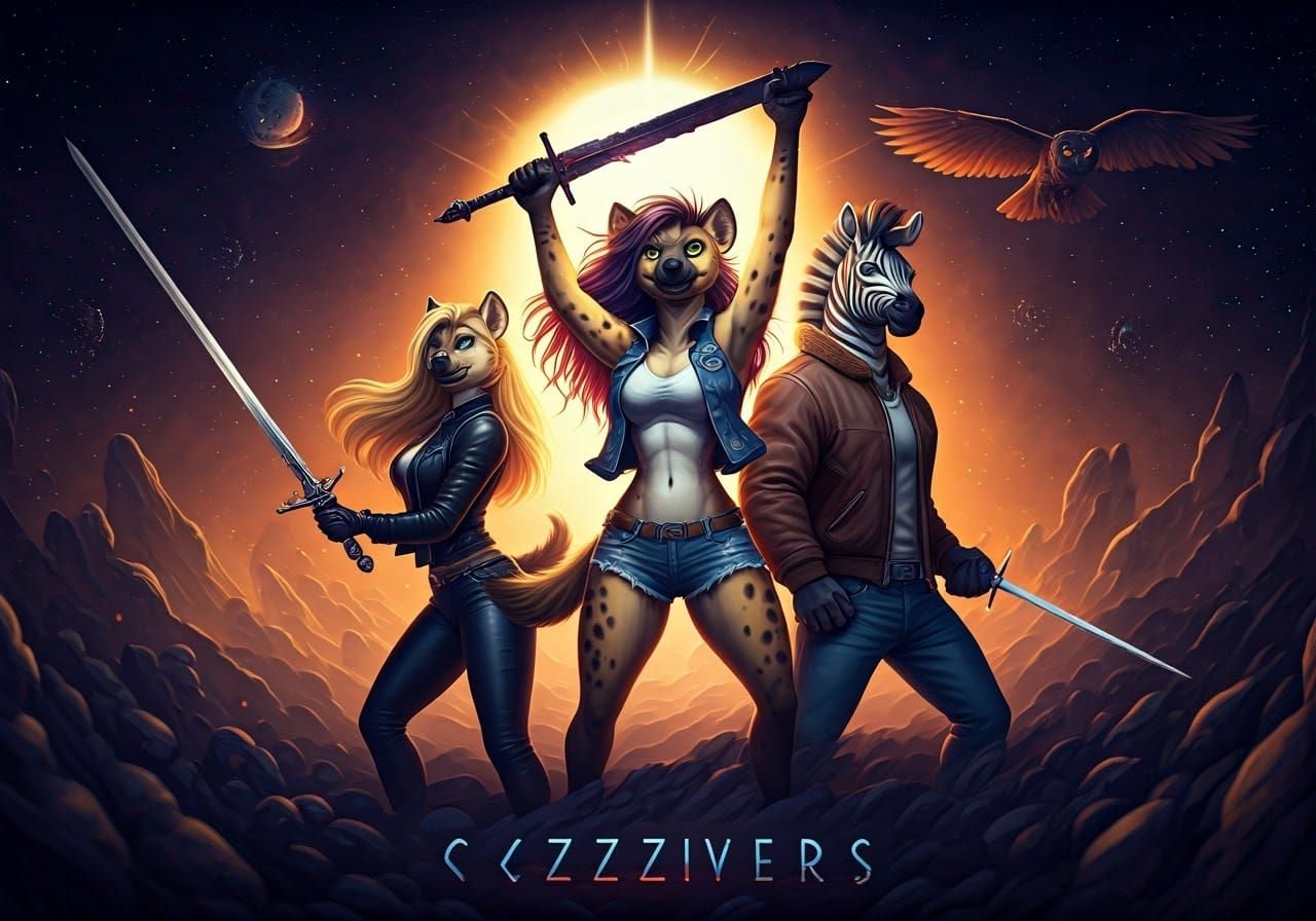 Heroic Anthro Hyenas and Zebra Stand United in the Scuzziver...