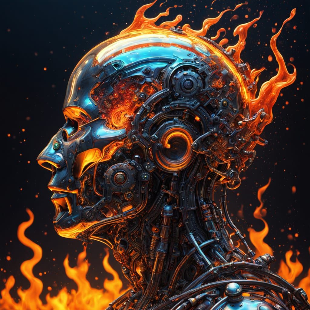 Hyperrealistic Fusion Art of Melting Flesh and Metal