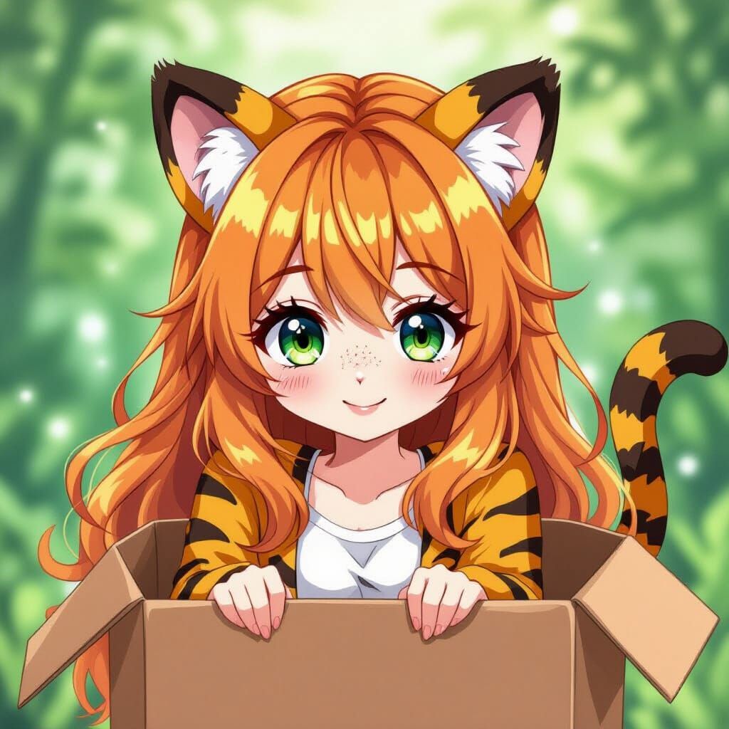 Chibi Tiger Kitten in a Box: Kawaii Style