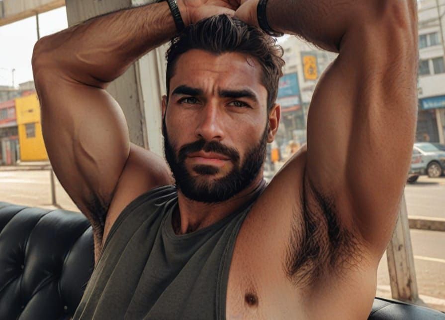 Handsome Brazilian Man Exposes His Hirsute Armpits with Conf...