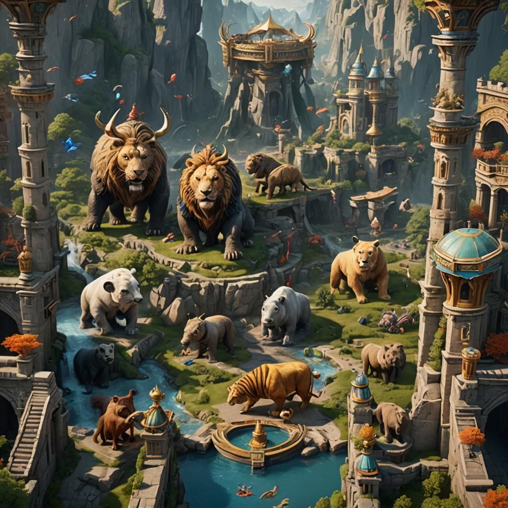 Animal Olympics: Detailed Matte Painting in Deep Color