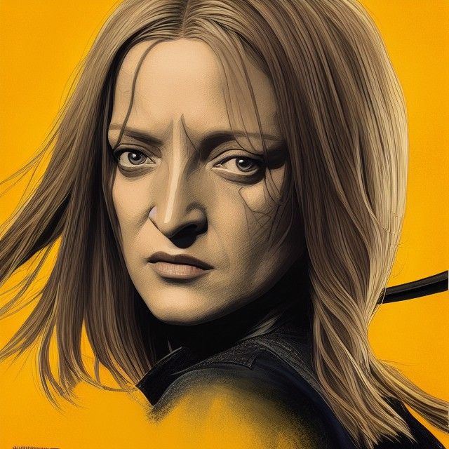 Uma Thurman as Kill Bill Character, Digital Art