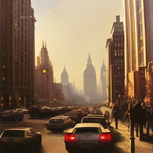 Dynamic Oil Painting of New York City