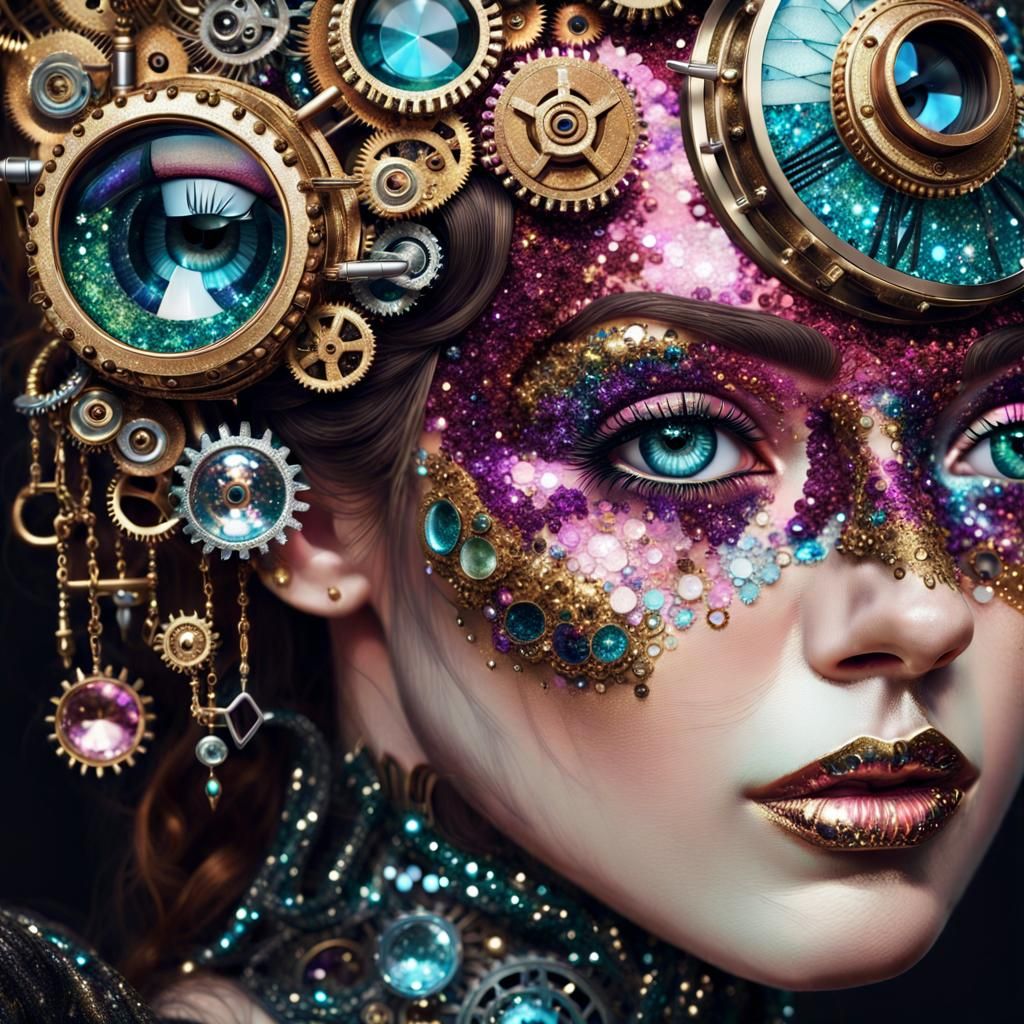 Surreal Glittery Steampunk Portrait