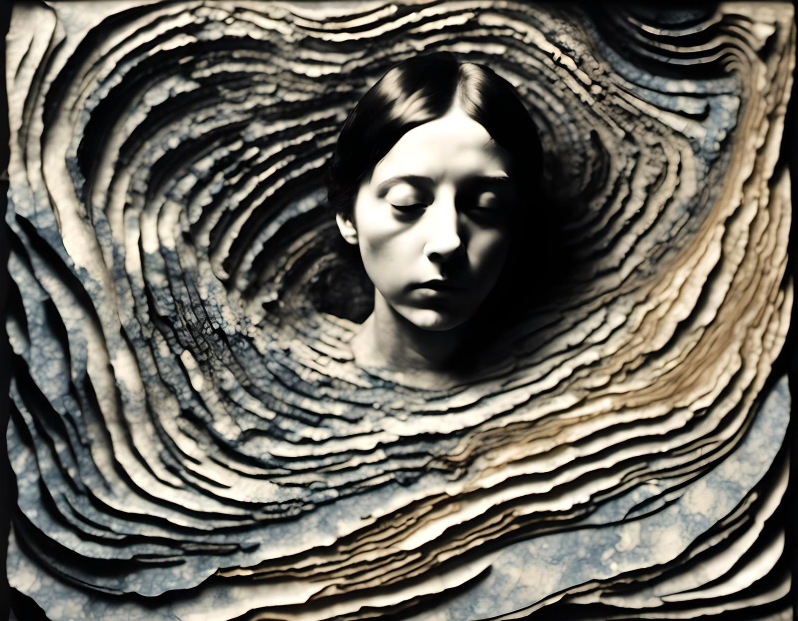 Distorted Portrait Evoking Melancholy in Comforting Illumina...