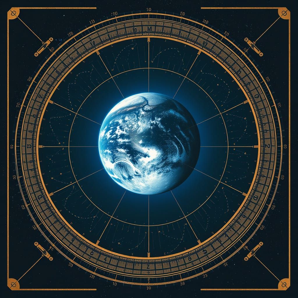 Celestial Earth in Vintage Scientific Style