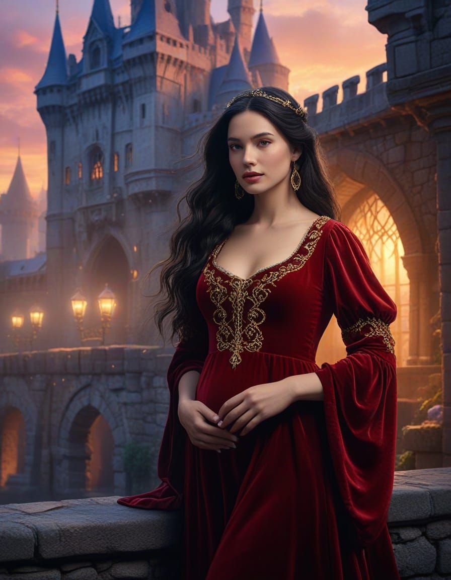 Pregnant Snow White in Fairytale Digital Painting