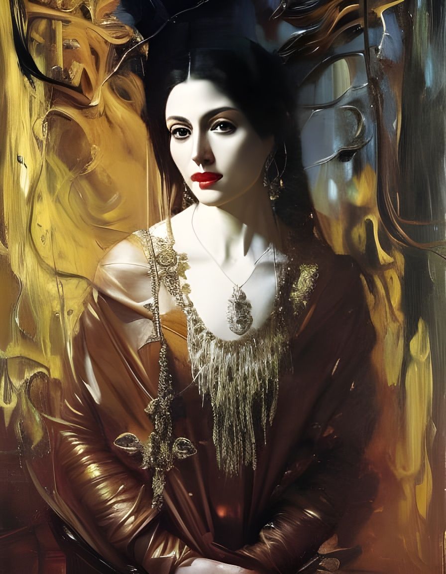 Sinister Woman in Cthulhu Mask: Oil Painting