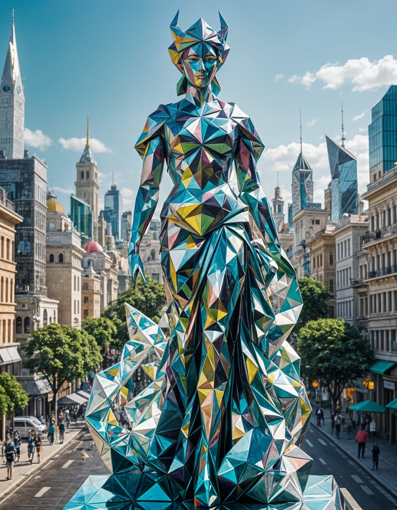 Goddess of Freedom in Futuristic City