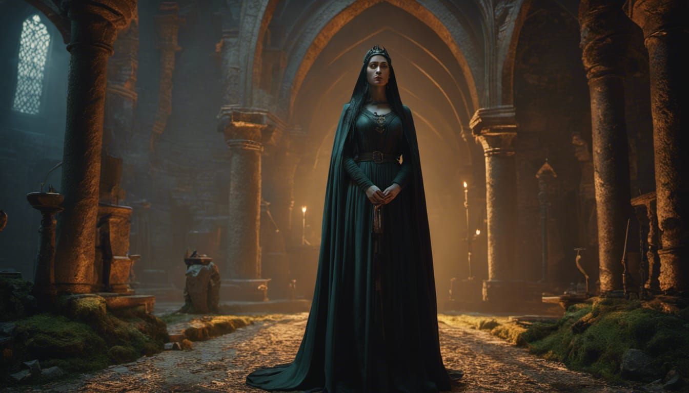 Morgana Le Fay: Detailed 3D Portrait in Medieval Style