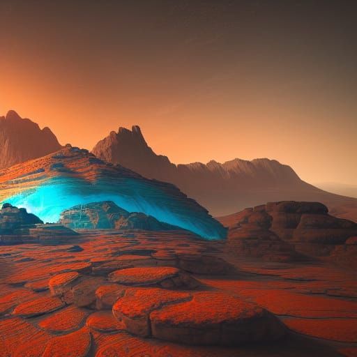 Skylights Over Mars Canyon: A Digital Painting
