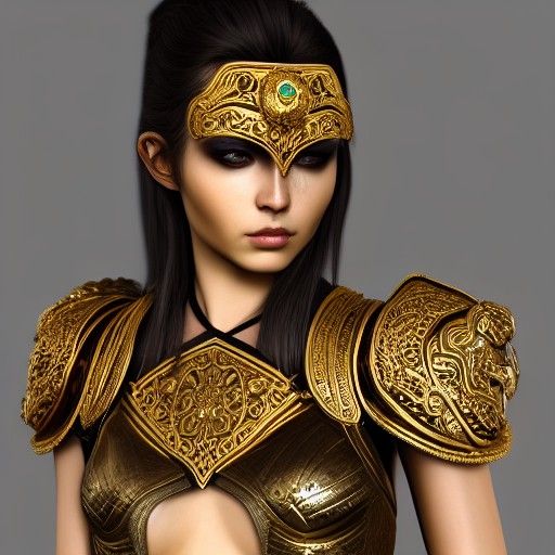 Gorgeous Female Warrior in Ornate Glass Armor