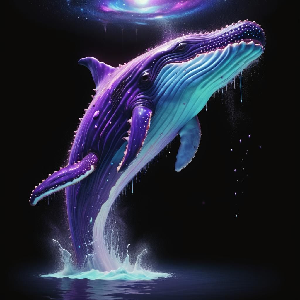 Cosmic Whale in Chocolate Milk Sea, Hyperrealistic