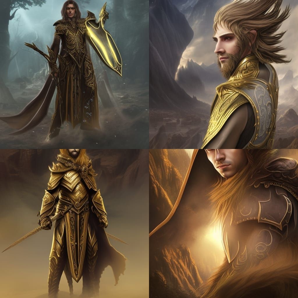 Elven Warlock with Shield: Digital Matte Painting