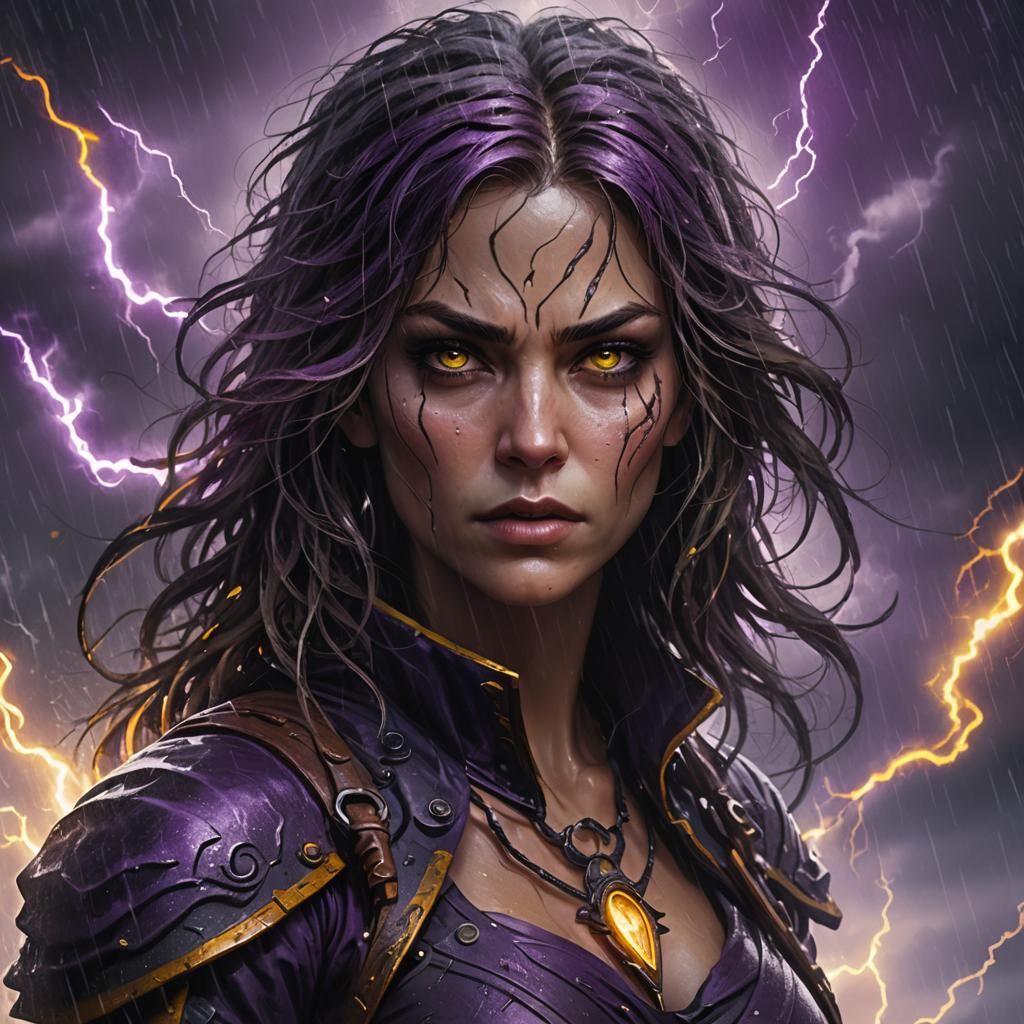 Female Rogue in Storm, Dark Fantasy Concept Art