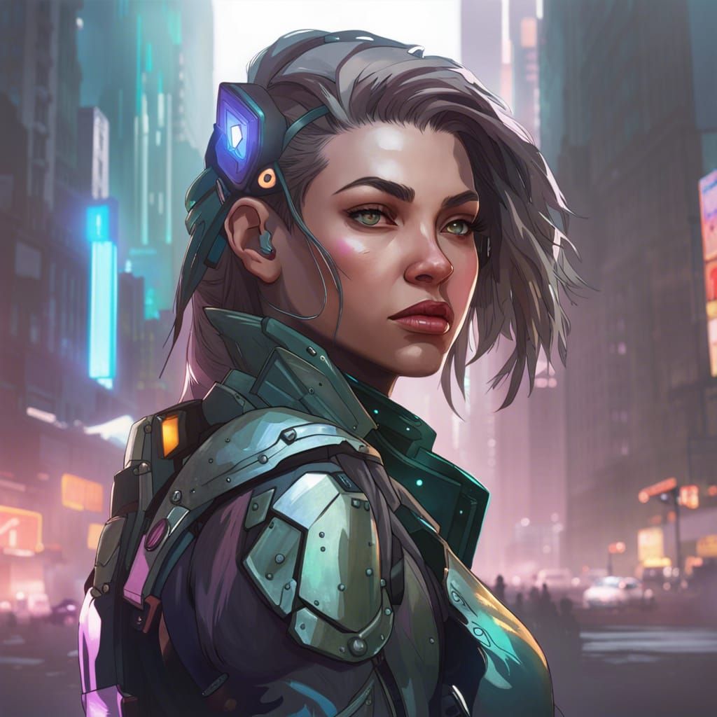 Cyberpunk Ranger Girl Portrait in High Resolution
