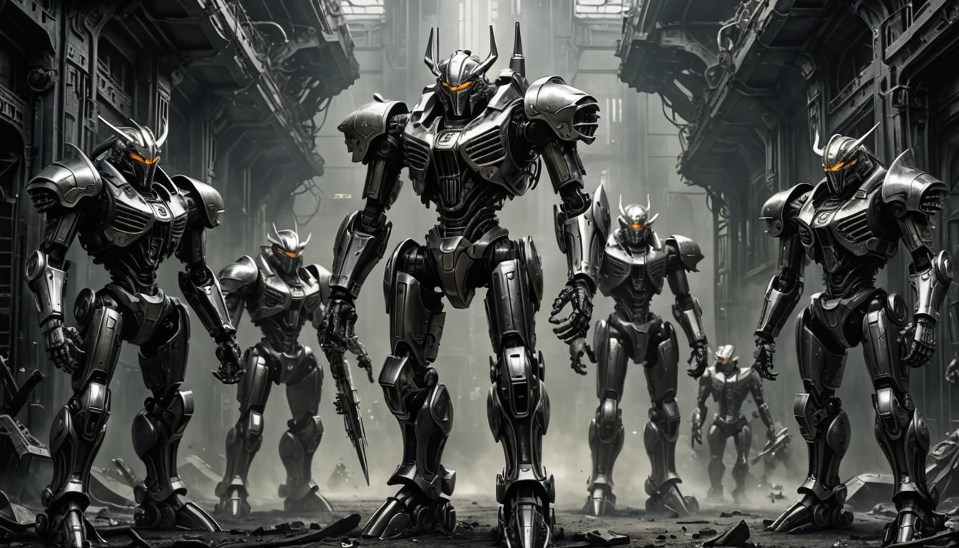 Biomechanical Mecha Knights in Giger Style